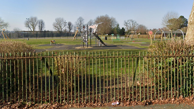 The play park in Ledward Street, Winsford, where Logan was found. Pic: Google Maps