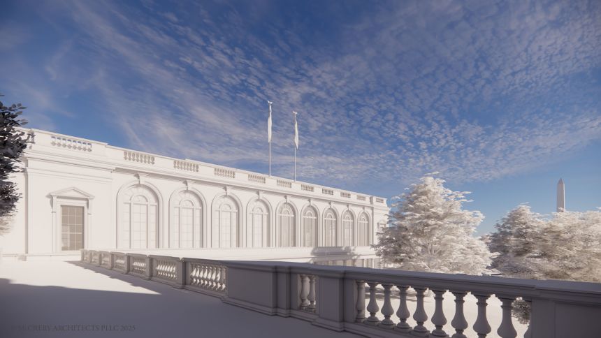 A rendering of the White House State Ballroom.