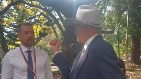 Australian politician threatens to punch journalist who asked about his Lebanese heritage – video