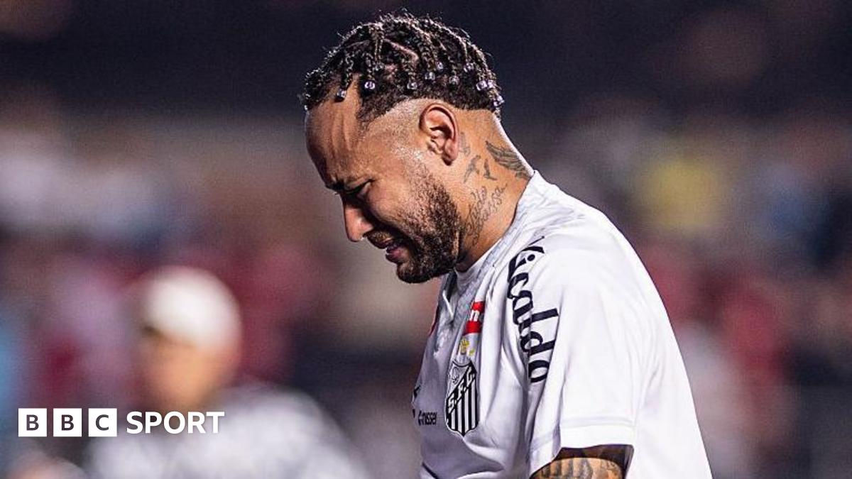 Neymar crying after Santos are beaten 6-0 by Vasco da Gama in August 2025
