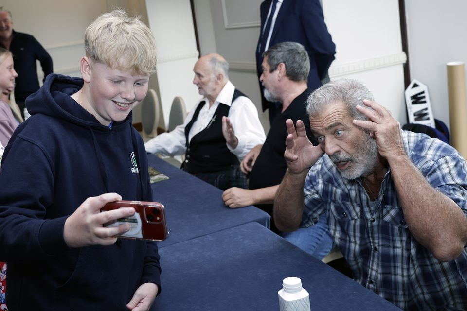 Actor Mel Gibson records a video message for Rian Egan, from Gorey, Co Wexford (Conor O Mearain/PA)