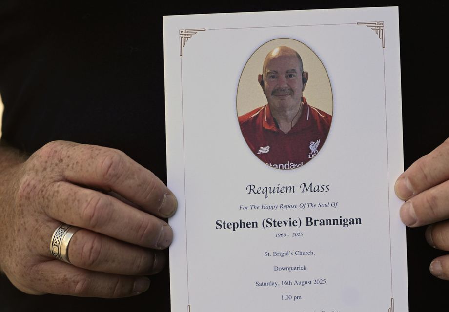 The order of service for the funeral of Stephen Brannigan (Mark Marlow/PA)