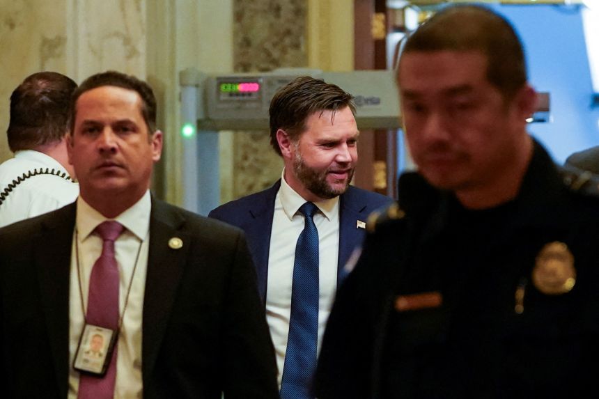 Vice President JD Vance walks at the US Capitol as Republican lawmakers struggle to pass President Donald Trump's sweeping spending and tax bill, on Capitol Hill in Washington, DC on July 1.