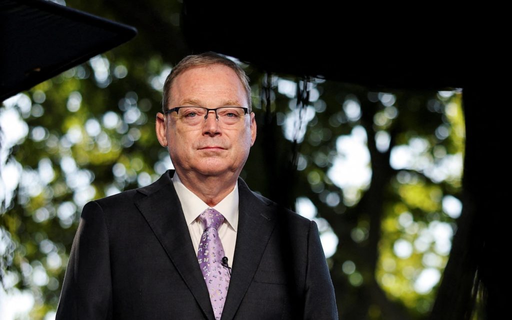 White House Economic Adviser Hassett gives a television interview at the White House