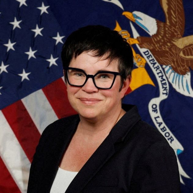 US Labor Department's Bureau of Labor Statistics Commissioner Erika McEntarfer poses for a photograph in this undated handout image.
