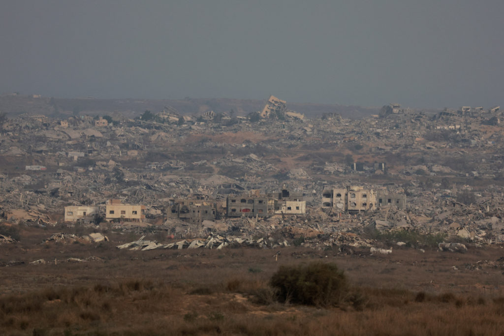 A general view shows destruction in North Gaza, as seen from Israel's border with Gaza