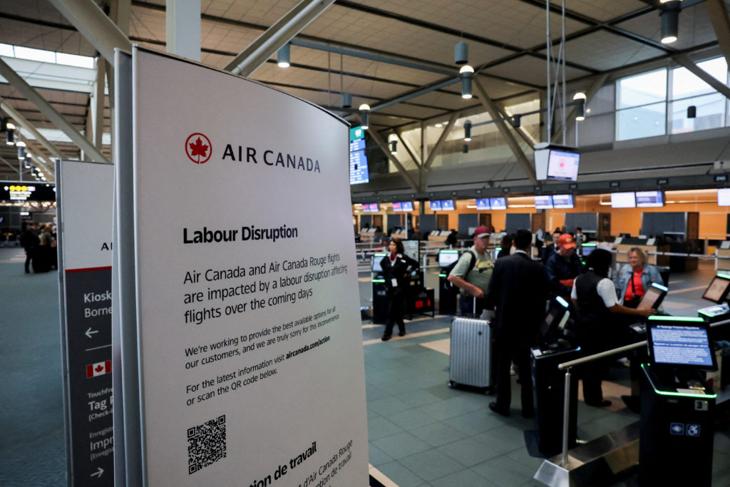 Air Canada union engages in strike activity, in Richmond
