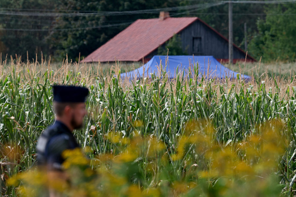 An unidentified object fell and exploded in a cornfield overnight in eastern Poland