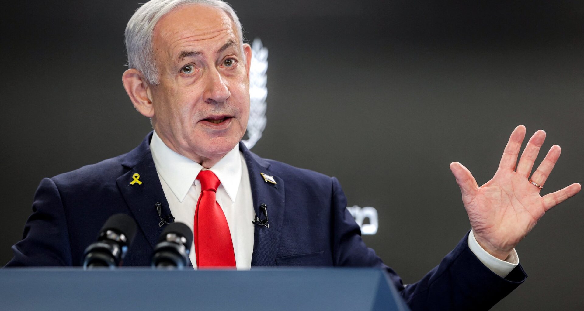 Israel's Prime Minister Benjamin Netanyahu gives a press conference at the Prime minister’s office in Jerusalem on August 10, 2025.