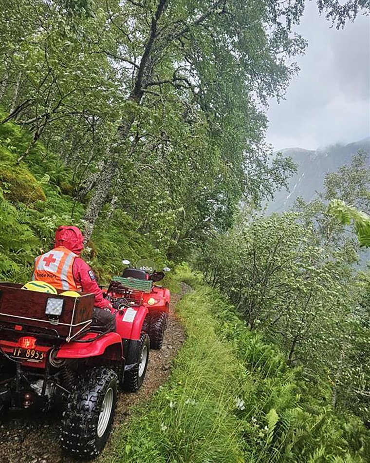 Norwegian Red Cross search efforts for Alec Luhn on Tuesday, in the area surrounding Folgefonna glacier.