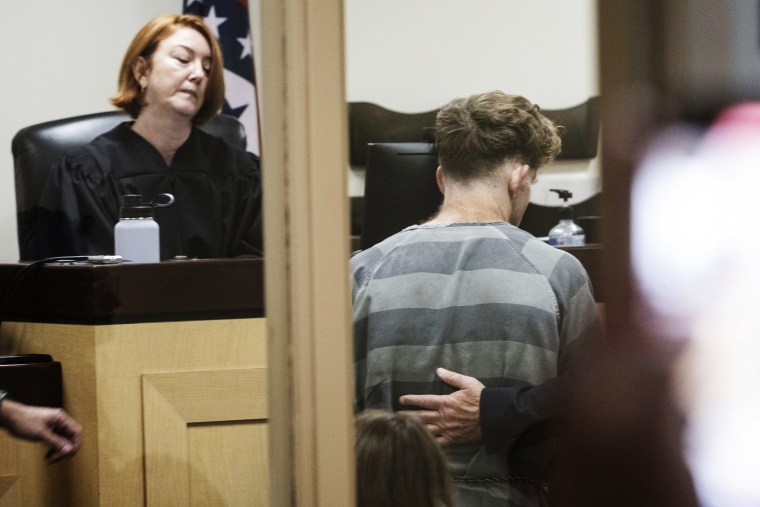 Andrew James McGann appears in front of District Judge Terra Stephenson for his bond hearing on Aug, 1, 2025, in Fayetteville, Ark.