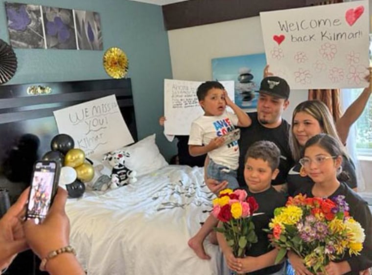 Kilmar Abrego Garcia is reunited with family members Friday, Aug. 22, 2025. 