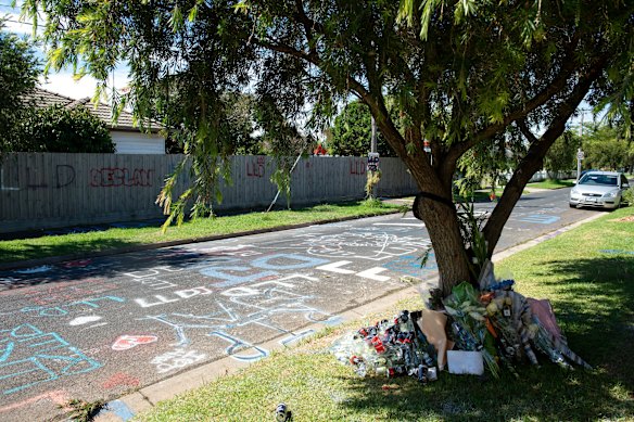 Tributes at the scene of Cutler’s death in 2022.