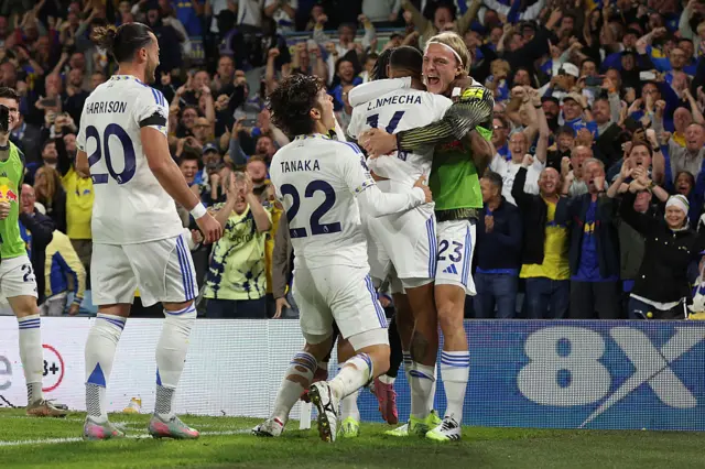 Leeds players celebrate