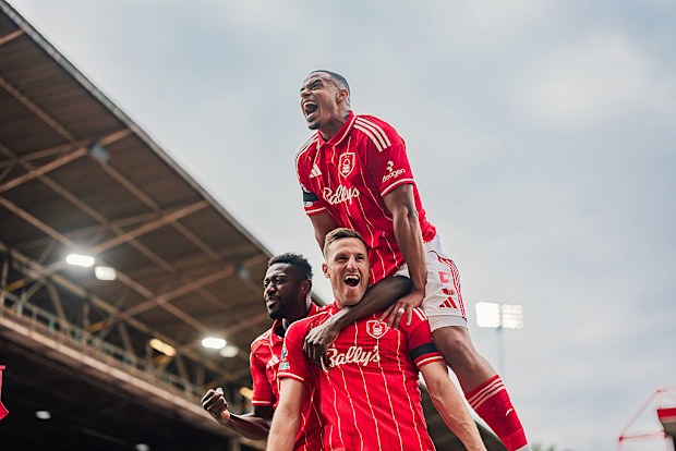 Chris Wood of Nottingham Forest celebrates his opening day goal.