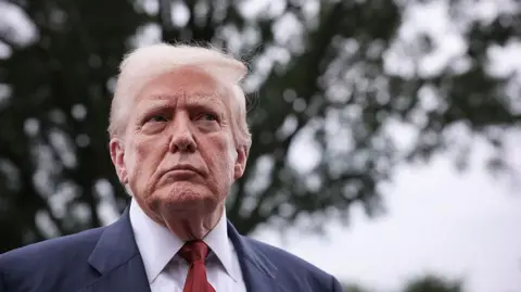Getty Images A headshot of President Trump looking serious