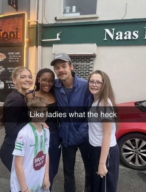 A Snapchat photo of Harry Styles posing for a picture with fans in Naas, Co Kildare has gone viral after it was shared across various Harry Styles fan pages on social media. Photo: harry_update via Instagram