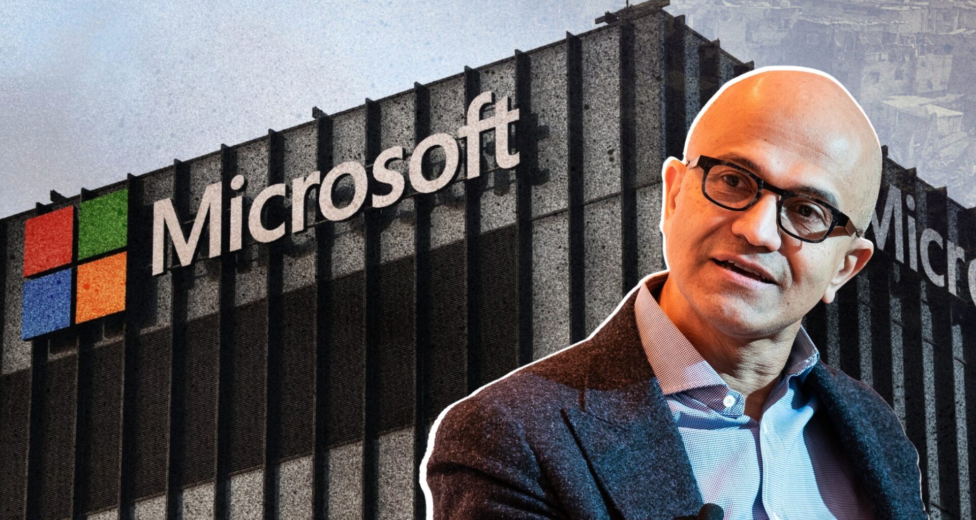 Microsoft CEO Satya Nadella, and Microsoft's Israel R&D Center. (World Economic Forum/CC BY-NC-SA 2.0; Gili Yaari/Flash90))