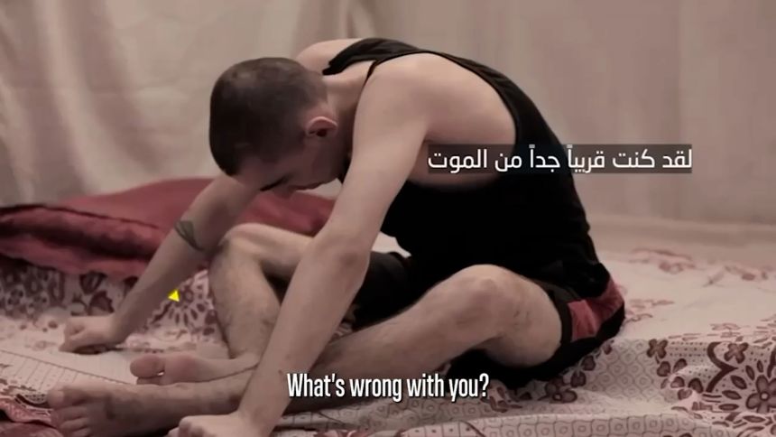 A still from a propaganda video released by Palestinian Islamic Jihad on Thursday, July 31, shows Israeli hostage Rom Braslavski.