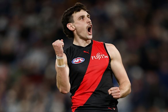 Liam McMahon’s kicked 11 goals in five games for the Bombers. 
