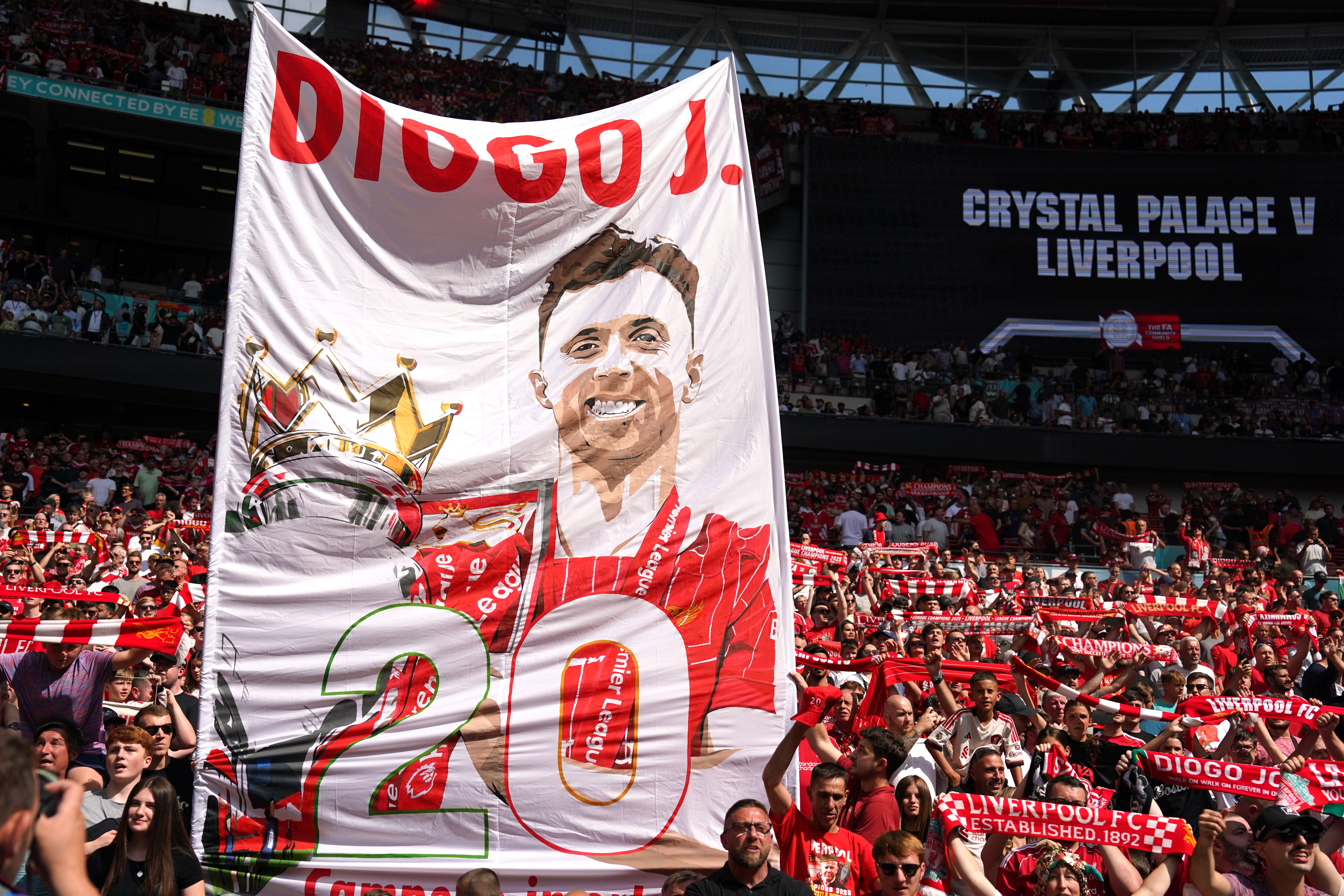 Tributes were paid to Diogo Jota at Wembley (Adam Davy/PA).
