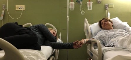 Elizabeth Gilbert with Rayya Elias while the latter was in hospital having treatment for cancer