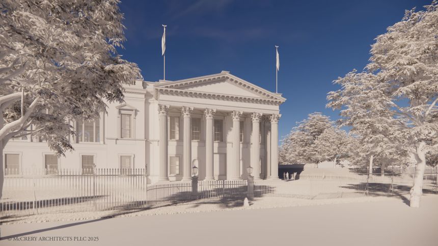 A rendering of the White House State Ballroom.