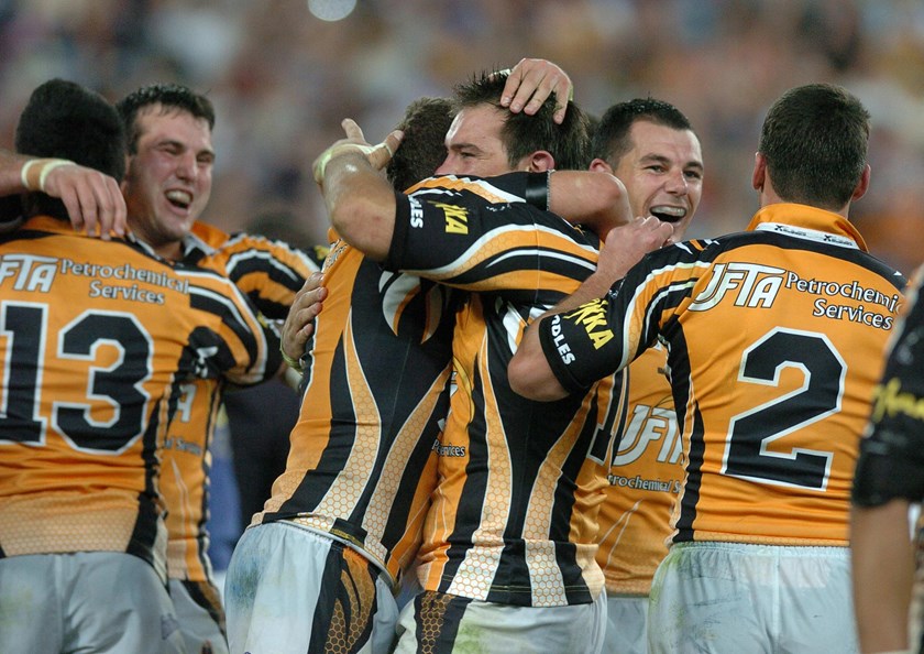 Pure joy for Wests Tigers players at full-time in the 2005 decider.