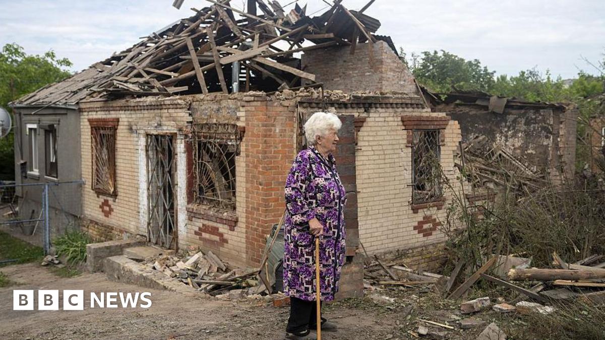 A view of the damage following the Russian aerial attacks with KAB 250 in a residential area of Sloviansk, Donetsk Oblast, Ukraine on May 31, 2025.