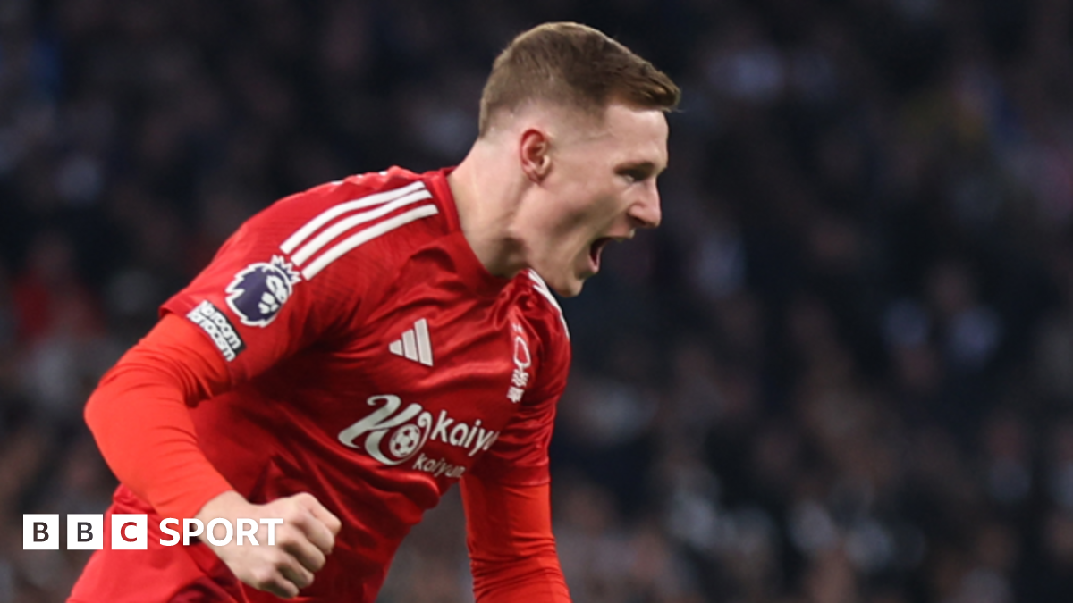 Elliot Anderson reacts after a goal for Nottingham Forest in the Premier League