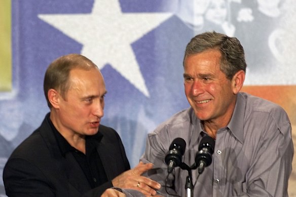 Vladimir Putin and George W. Bush in Texas in 2001.
