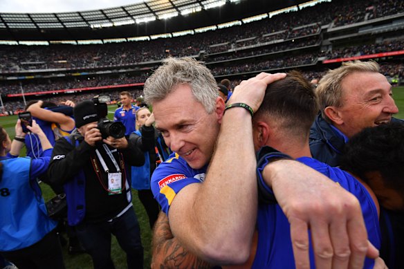 On the Demons’ radar: West Coast premiership coach Adam Simpson in 2018.