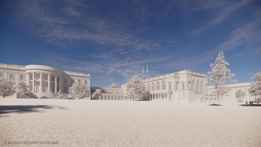 A rendering of the White House State Ballroom.