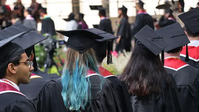 Students wear graduation caps
