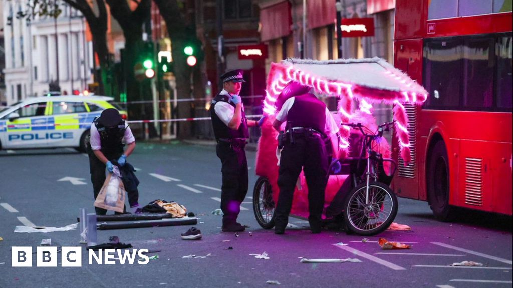 Three men injured in pedicab crash with bus at Charing Cross