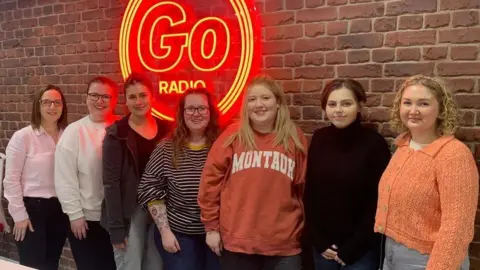 Molly (second right) with the podcast team at Go Radio's Glasgow headquarters