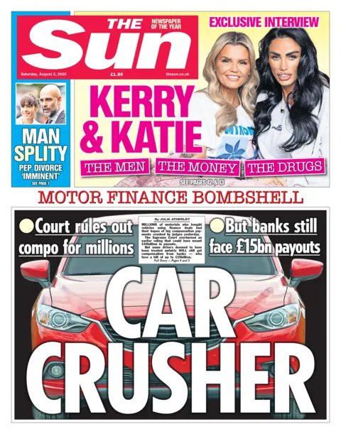 "Car crusher" reads the headline on the front page of The Sun.