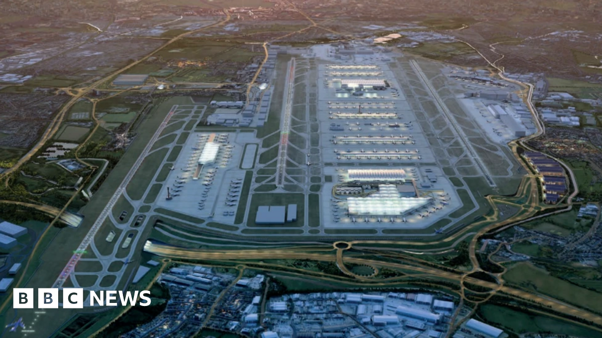 An artist's impression showing three runways at Heathrow Airport