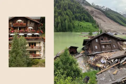 Hotel Edelweiss Lukas Kalbermatten's hotel, before and after.