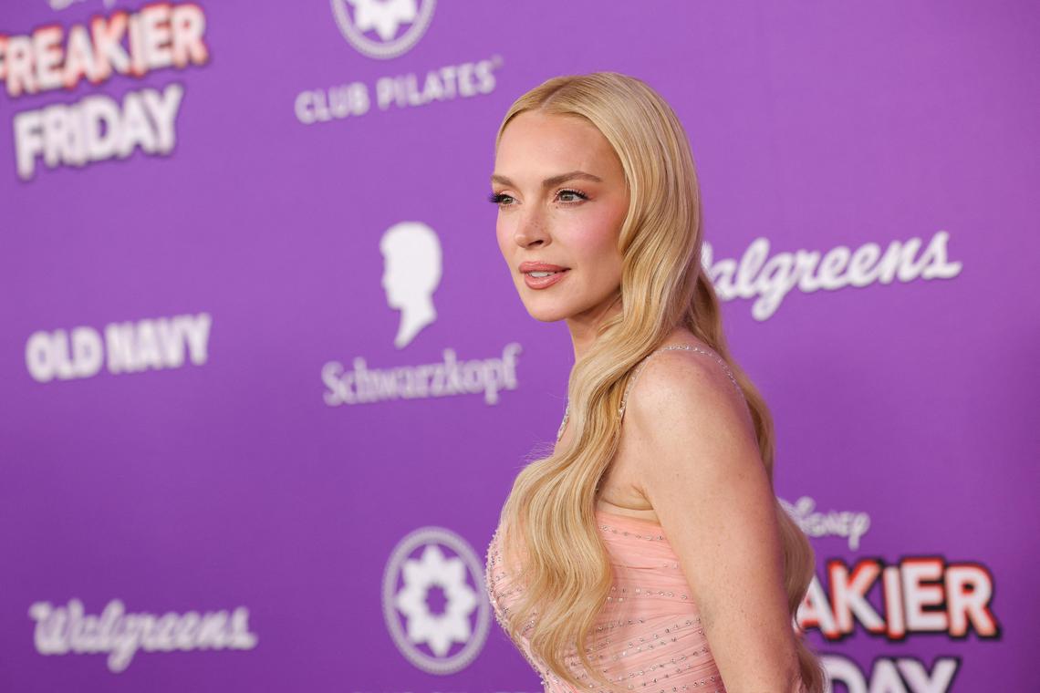 Lindsay Lohan attends the premiere for the film Freakier Friday in Los Angeles, California, on July 22, 2025.