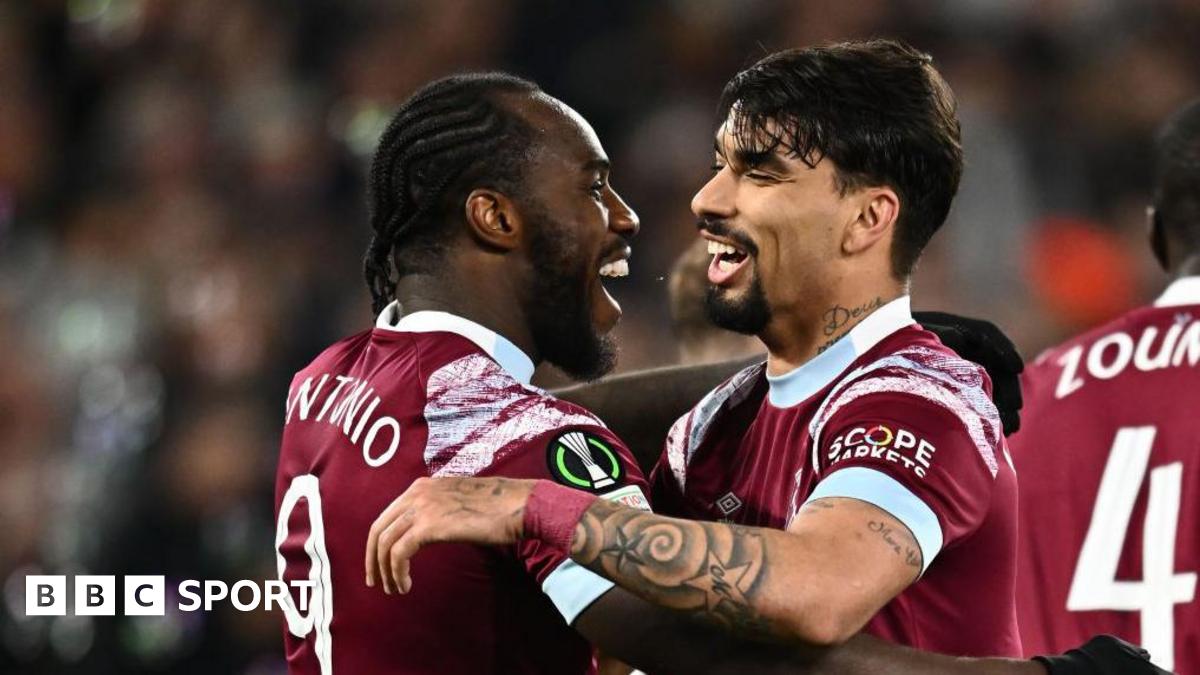 Michail Antonio (left) and Lucas Paqueta (right) celebrate together