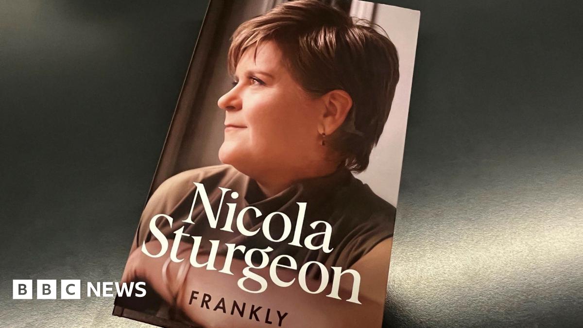 A copy of a book with Nicola Sturgeon in side profile. The words Nicola Sturgeon are in white letters, with Frankly written beneath her name