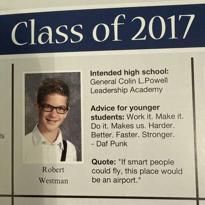 A 2017 yearbook photograph obtained by CNN shows Robert Westman, later known as Robin Westman, then a student at Annunciation Catholic grade school in Minneapolis.