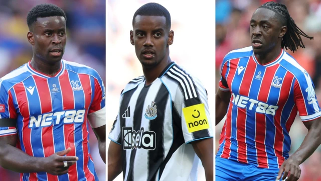 Split graphic: Marc Guehi, Alexander Isak, Eberechi Eze