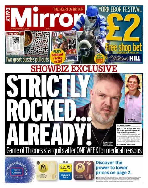 "Strictly rocked... already!" reads the headline on the front page of the Daily Mirror.