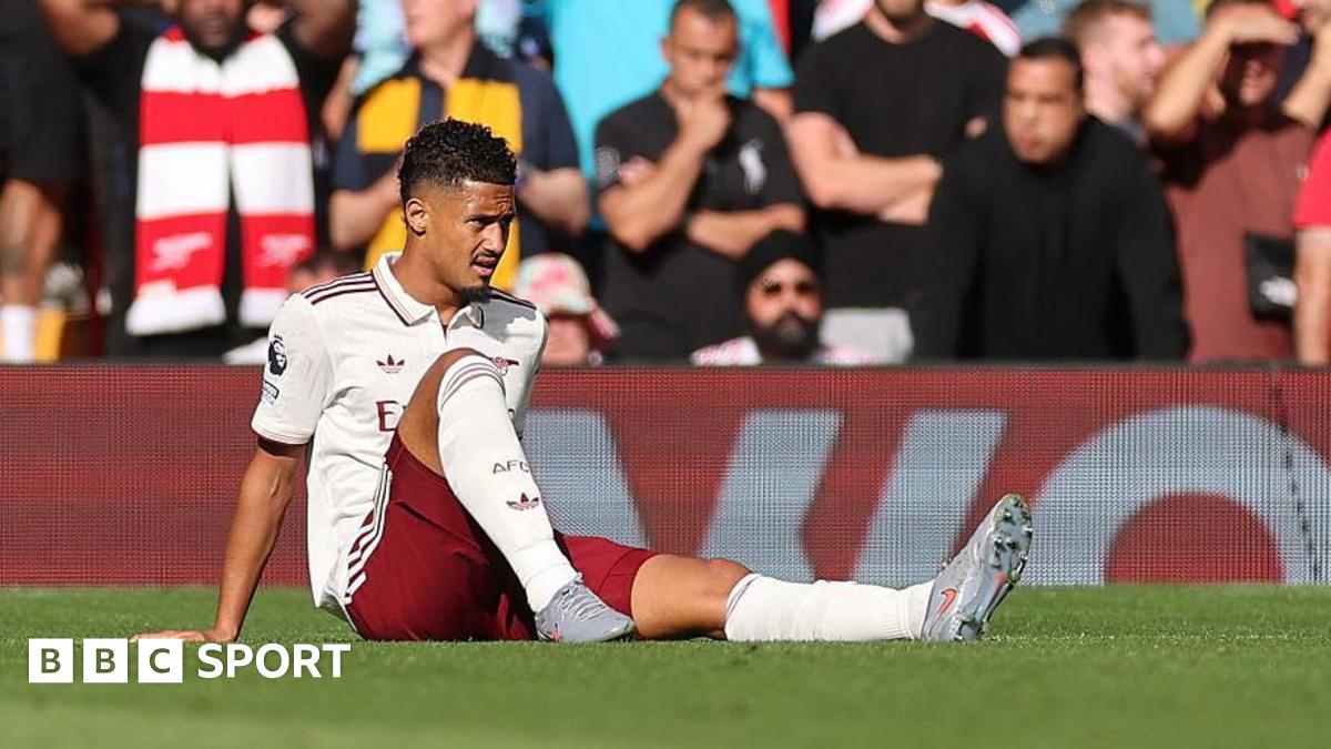 William Saliba went down in the 5th minute with an ankle injury.