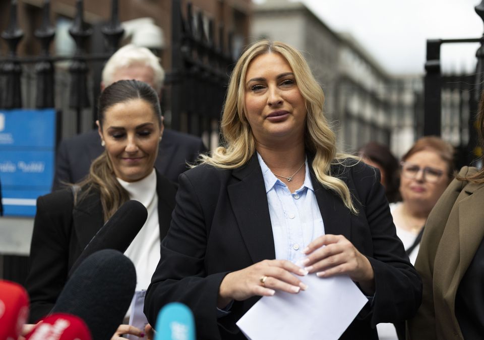 Nikita Hand speaks after the hearing of Conor McGregor's failed appeal. Photo: Collins 