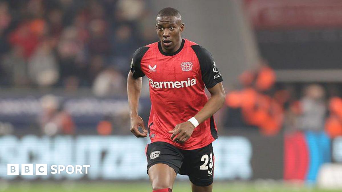 New Sunderland defender Nordi Mukiele playing at Bayer Leverkusen last season