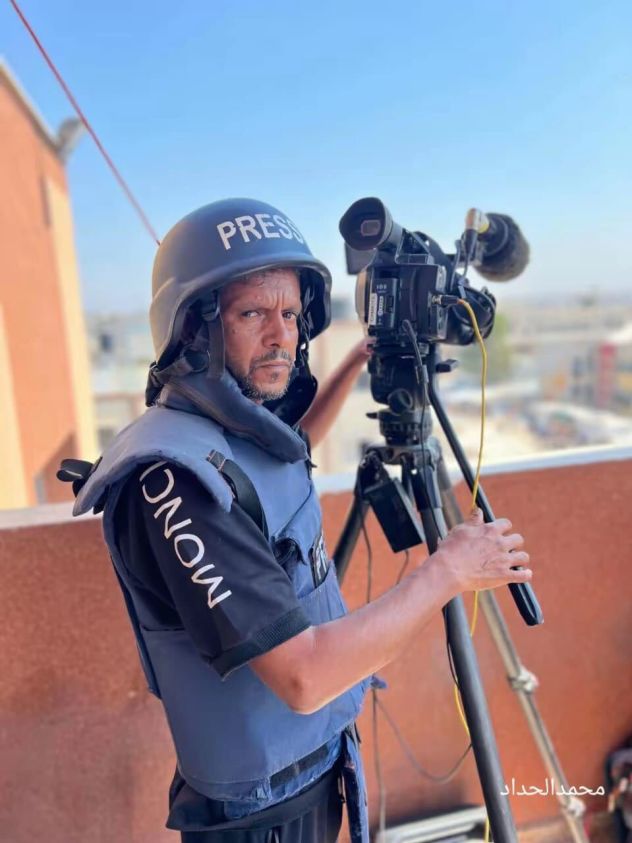 A photo shows Reuters contractor Hussam Al-Masri previously working from the same balcony where he was killed on Monday.