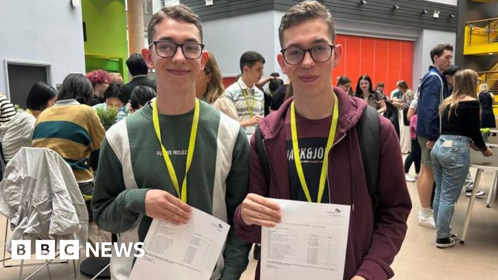 Twins among students celebrating exam results in Wales
